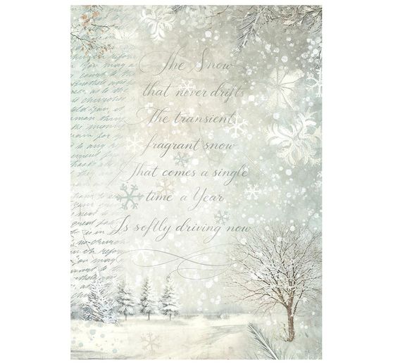 Soie de paille &agrave; motifs backgrounds Stamperia &laquo; White Christmas &raquo;, DIN A6, set de 8 pi&egrave;ces