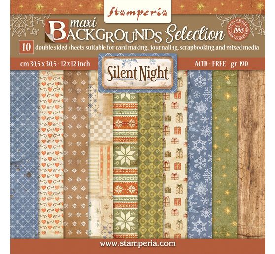 Bloc de papier scrapbooking Stamperia &laquo; Silent Night Backgrounds &raquo;