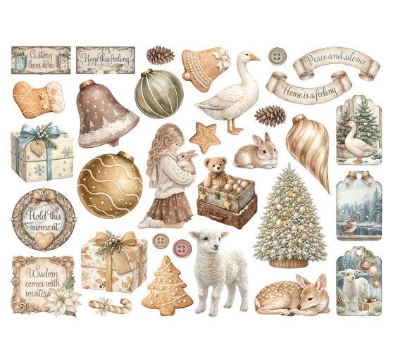 Motifs estamp&eacute;s Stamperia &laquo; White Christmas &raquo;
