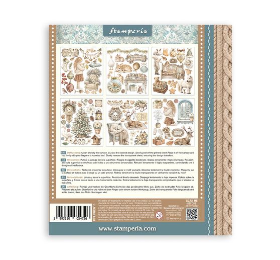 Assortiment de Rub On XL Stamperia &laquo; White Christmas &raquo;