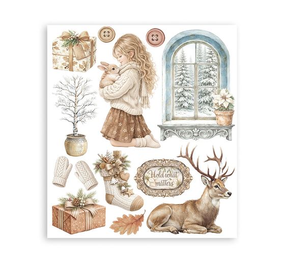 Assortiment de Rub On XL Stamperia &laquo; White Christmas &raquo;