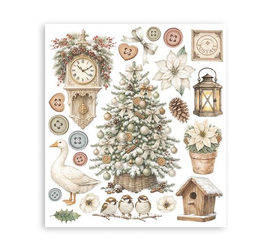 Assortiment de Rub On XL Stamperia &laquo; White Christmas &raquo;
