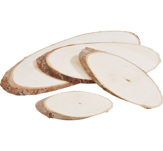 Tron&ccedil;ons de bois VBS &laquo; Ovale &raquo;, set de 4