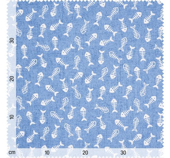 Patterned fabric in linen look "Fish skeletons"