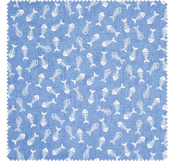 Patterned fabric in linen look "Fish skeletons"