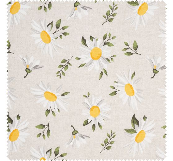 Patterned fabric in linen look "Daisies"