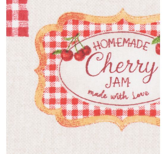 Patterned fabric in linen look "Cherries"