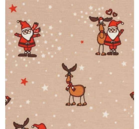 Tissu jersey au m&egrave;tre &laquo; Santa et Rudolf &raquo;