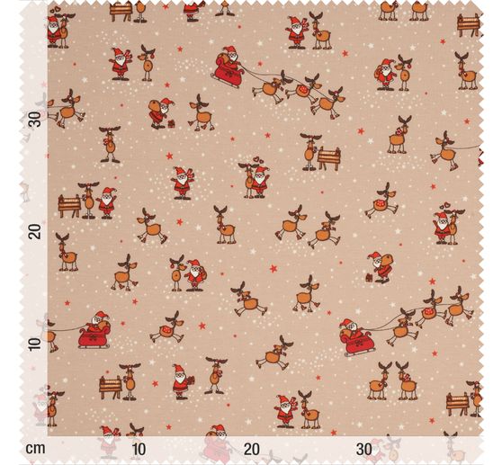 Tissu jersey au m&egrave;tre &laquo; Santa et Rudolf &raquo;
