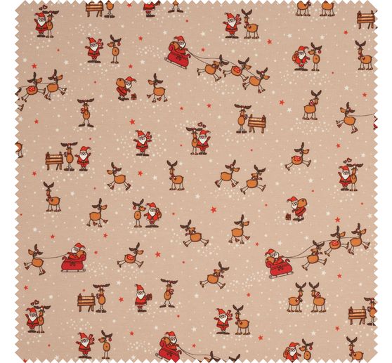 Tissu jersey au m&egrave;tre &laquo; Santa et Rudolf &raquo;