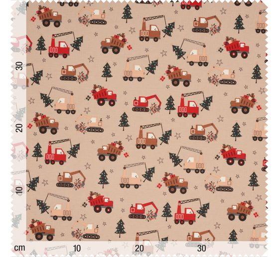 Tissu jersey au m&egrave;tre &laquo; Trucks and Trees &raquo;
