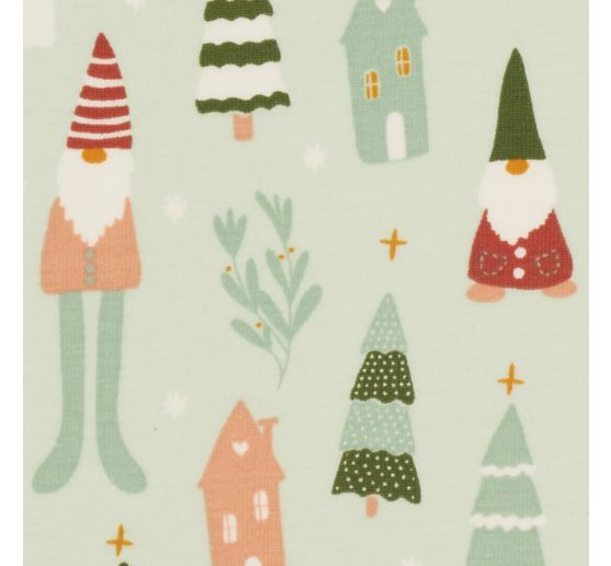 Tissu jersey au m&egrave;tre &laquo; Lutin de No&euml;l &raquo;