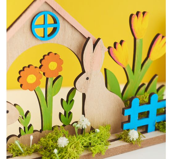 D&eacute;coration &agrave; embo&icirc;ter en bois VBS &laquo; Maison de lapins &raquo;