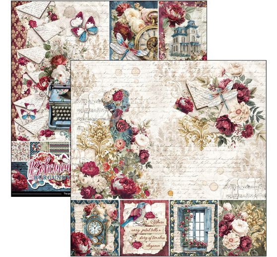 Papier scrapbooking Ciao Bella &laquo; Bohemian Burgundy &raquo;