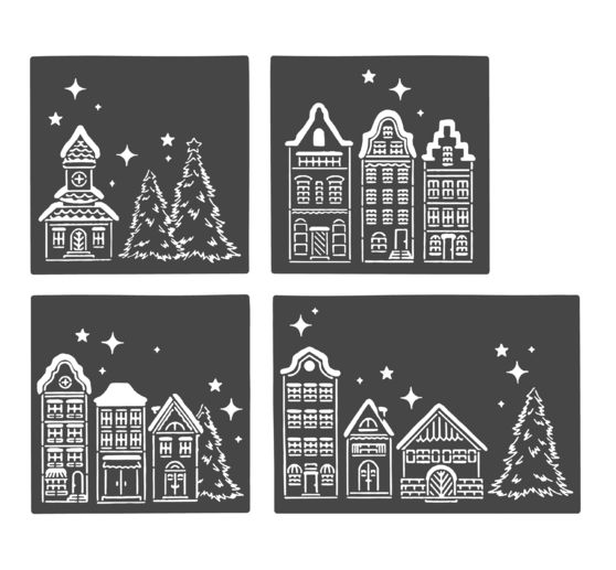 Set de pochoirs VBS &laquo; Village hivernal &raquo;, 4 pc.