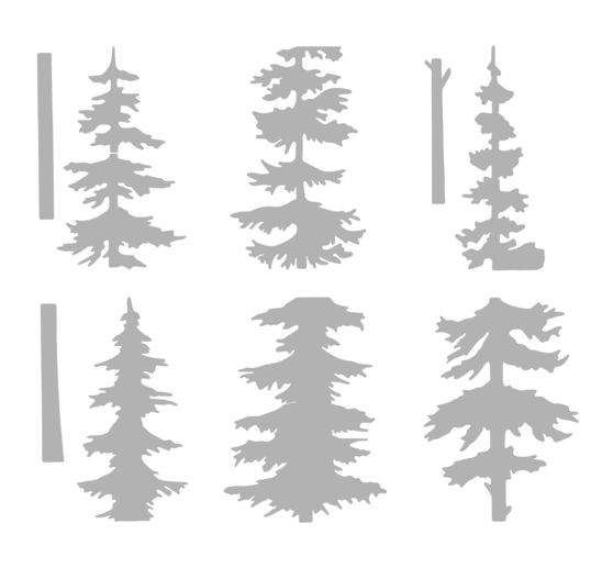 VBS Stencil set "Tall Fir Trees", 6 pcs.