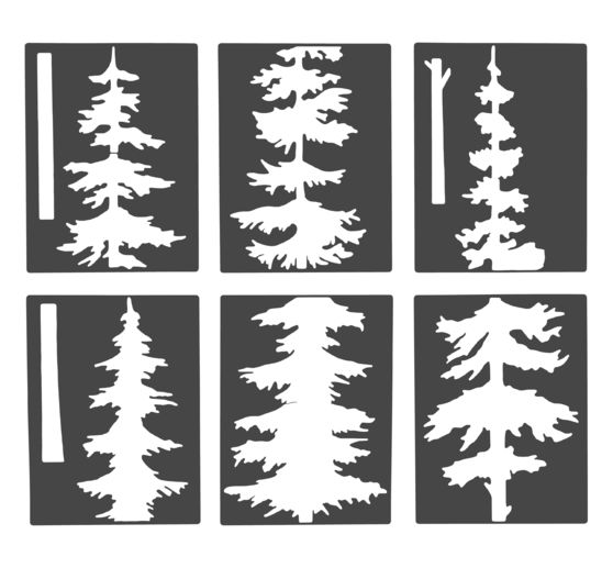 VBS Stencil set "Tall Fir Trees", 6 pcs.
