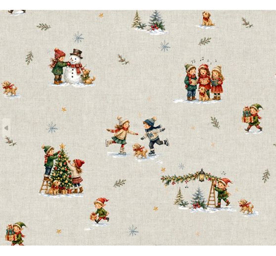 Cotton fabric "Christmas Children Nostalgia", acrylic coated