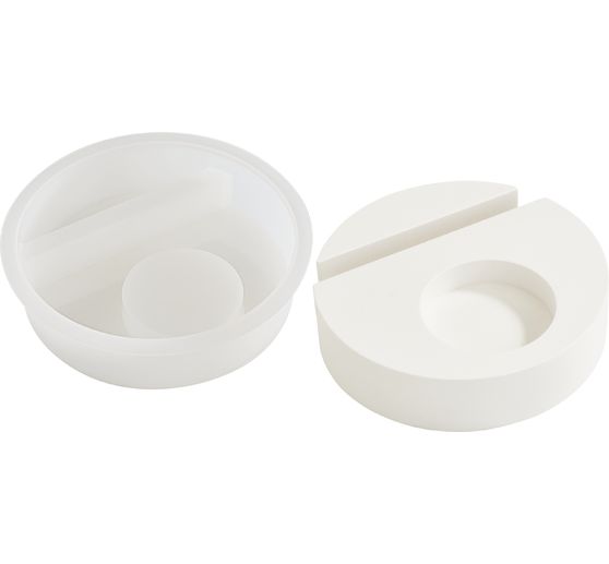 Moule en silicone VBS &laquo; Bougeoir pour bougie chauffe-plat - Rond &raquo; &agrave; bord embo&icirc;table