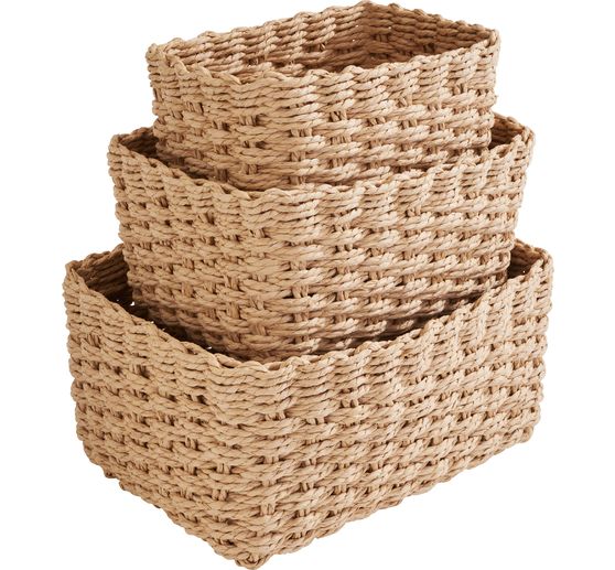 VBS Woven basket, rectangular, set of 3