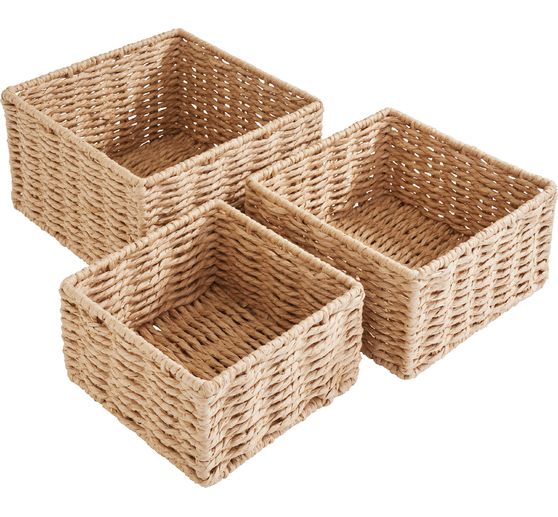 Corbeille VBS &laquo; Carr&eacute;e &raquo;, tiss&eacute;e, set de 3