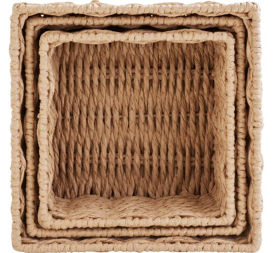 Corbeille VBS &laquo; Carr&eacute;e &raquo;, tiss&eacute;e, set de 3