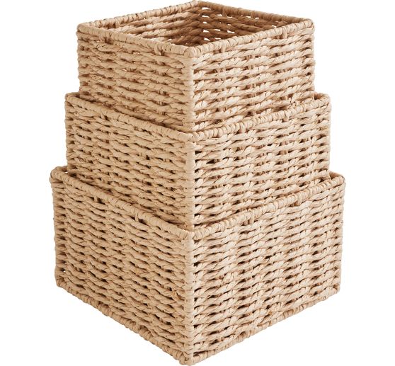 Corbeille VBS &laquo; Carr&eacute;e &raquo;, tiss&eacute;e, set de 3