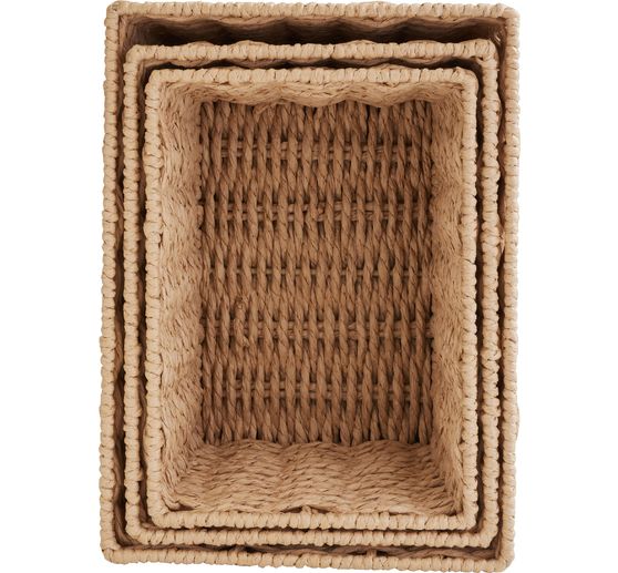 Corbeille VBS &laquo; Rectangulaire &raquo;, tiss&eacute;e, set de 3