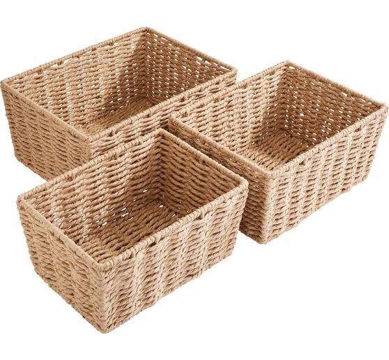 Corbeille VBS &laquo; Rectangulaire &raquo;, tiss&eacute;e, set de 3