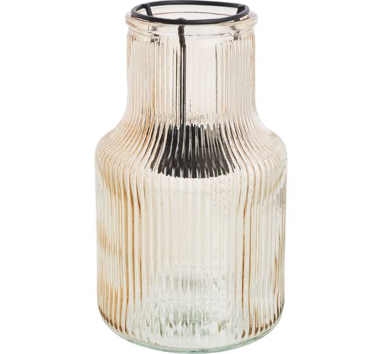 Photophore en verre avec insert en m&eacute;tal pour bougie chauffe-plat VBS, Taupe