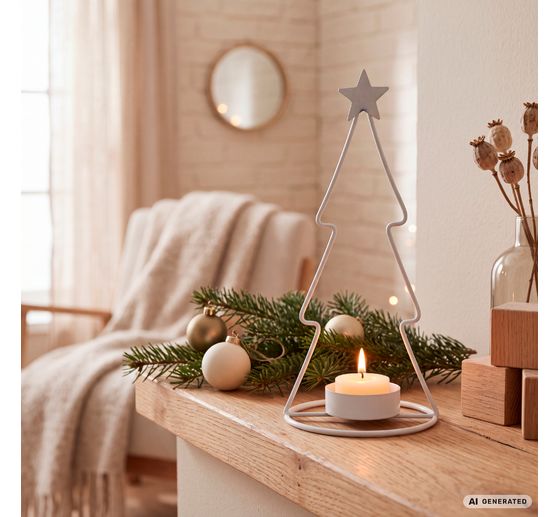 Bougeoir &agrave; bougie chauffe plat VBS &laquo; Sapin et &eacute;toile &raquo;
