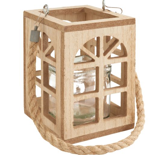 Wooden lantern with window cut-outs