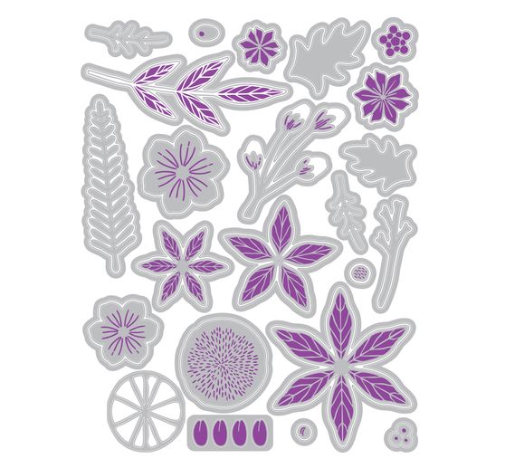 Gabarit d'estampe et Clear Stamps Sizzix Framelits &laquo; Winter Florals by Vicki Boutin &raquo;