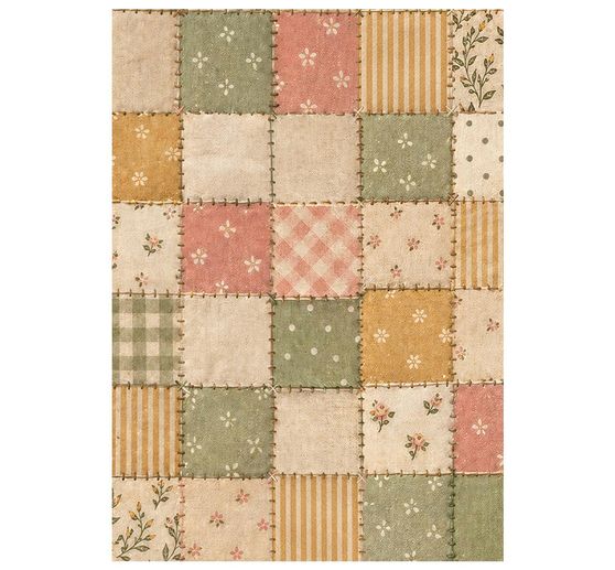 Stamperia Motif straw silk backgrounds "Cozy Family", DIN A6, set of 8