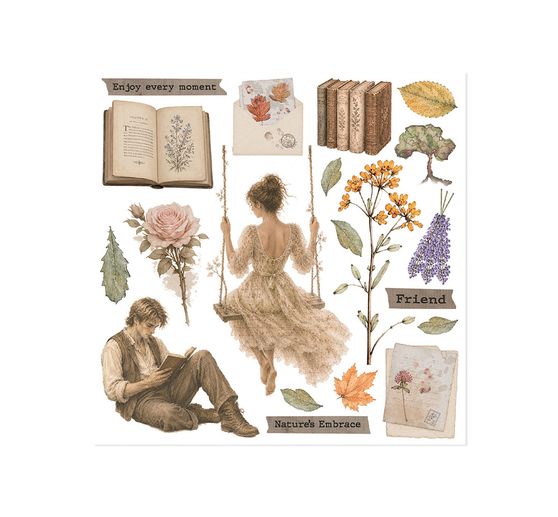 Assortiment de Rub On Stamperia &laquo; Flowers and Poems &raquo;