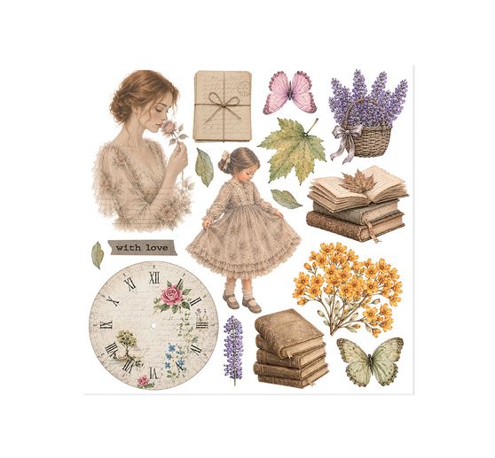 Assortiment de Rub On Stamperia &laquo; Flowers and Poems &raquo;