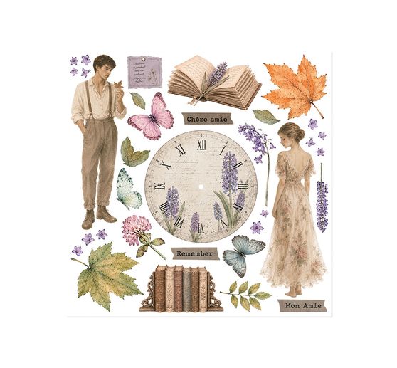 Assortiment de Rub On Stamperia &laquo; Flowers and Poems &raquo;