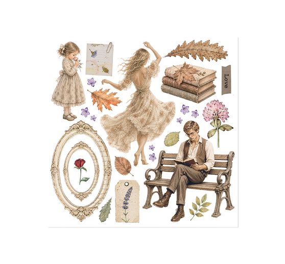 Assortiment de Rub On Stamperia &laquo; Flowers and Poems &raquo;