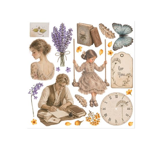 Assortiment de Rub On Stamperia &laquo; Flowers and Poems &raquo;