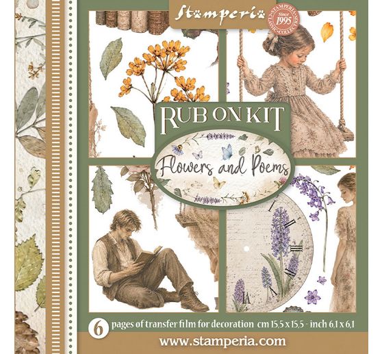 Assortiment de Rub On Stamperia &laquo; Flowers and Poems &raquo;