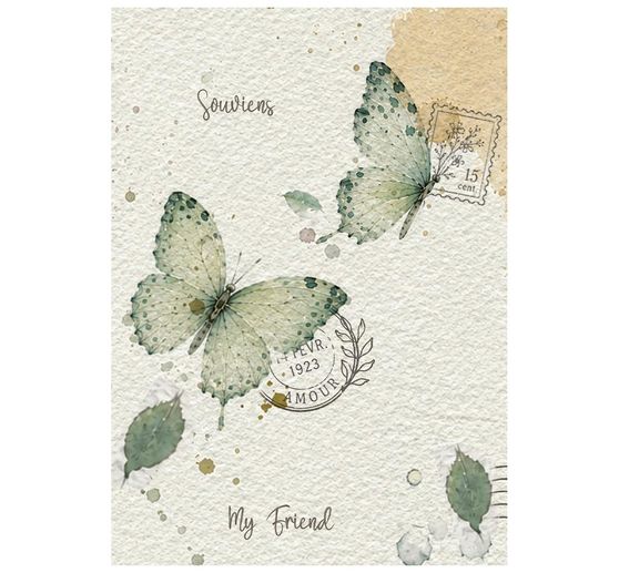 Stamperia Motif straw silk assortment "Flowers and Poems", DIN A6, set of 8