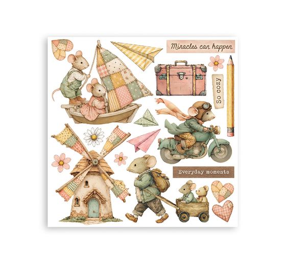 Assortiment de Rub On Stamperia &laquo; Cozy Family &raquo;