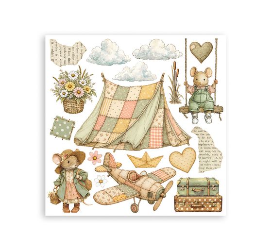 Assortiment de Rub On Stamperia &laquo; Cozy Family &raquo;
