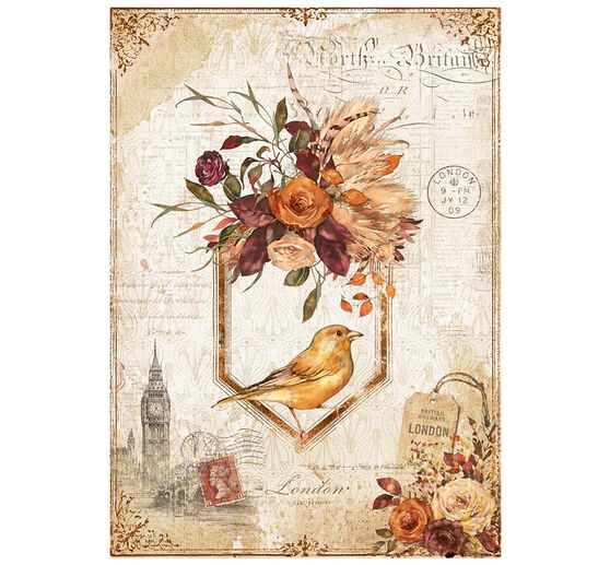 Stamperia Motif straw silk assortment "Our Way", DIN A6, set of 8
