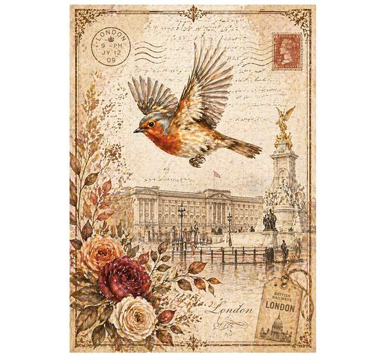 Stamperia Motif straw silk assortment "Our Way", DIN A6, set of 8