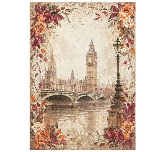 Stamperia Motif straw silk assortment "Our Way", DIN A6, set of 8