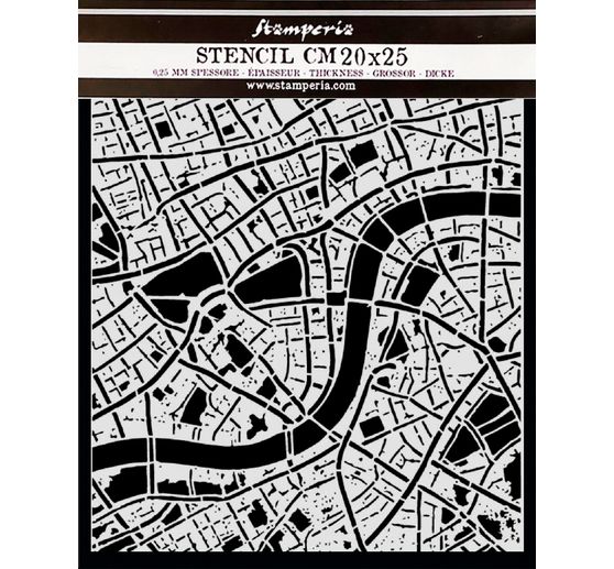 Pochoir Stamperia &laquo; Our Way - Street Map &raquo;, 20 x 25 cm