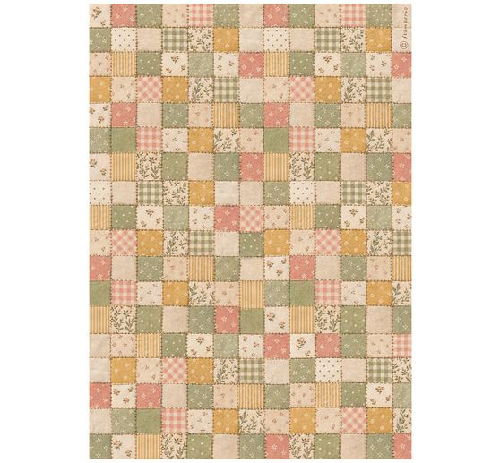 Stamperia Motif straw silk assortment "Cozy Family", DIN A4, set of 6