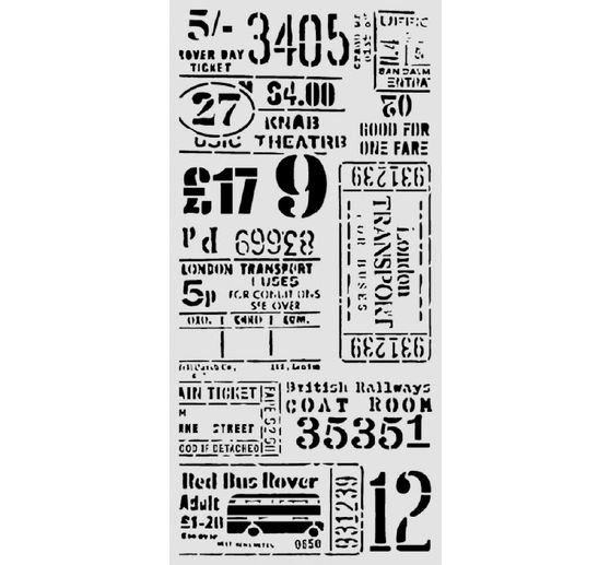 Pochoir Stamperia &laquo; Our Way - Tickets &raquo;, 12 x 25 cm