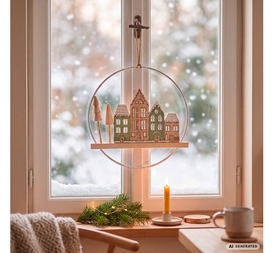 D&eacute;coration &agrave; suspendre VBS &laquo; D&eacute;cor de maisons en hiver &raquo;